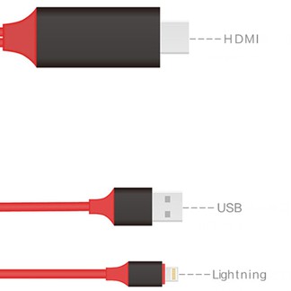 cáp dây HDMI Lightning kết nối TV cho iPhone iPad Ipod TỪ IOS 11 TRỞ XUỐNG  cao cấp chính hãng -màu đỏ