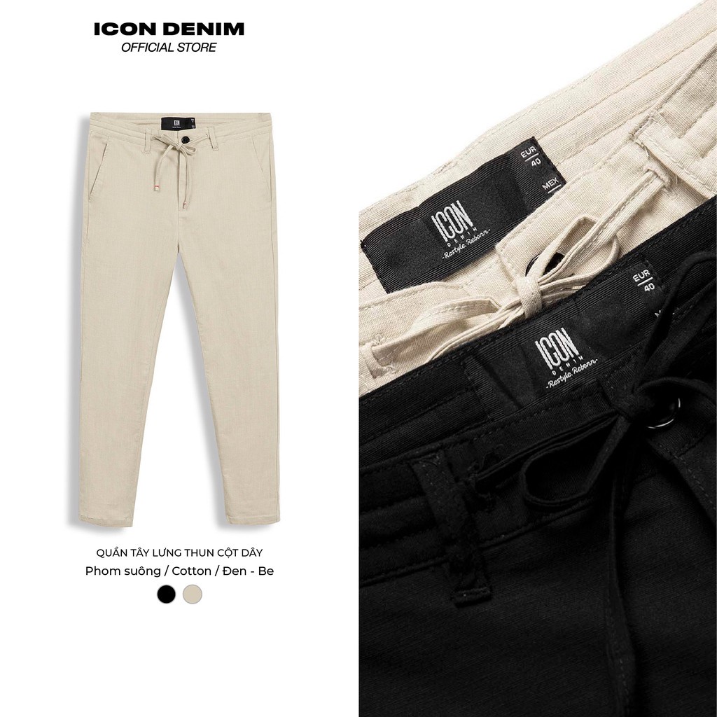 Quần Dài Nam ICON DENIM Chất Linen Trơn Slim-fit JG021010