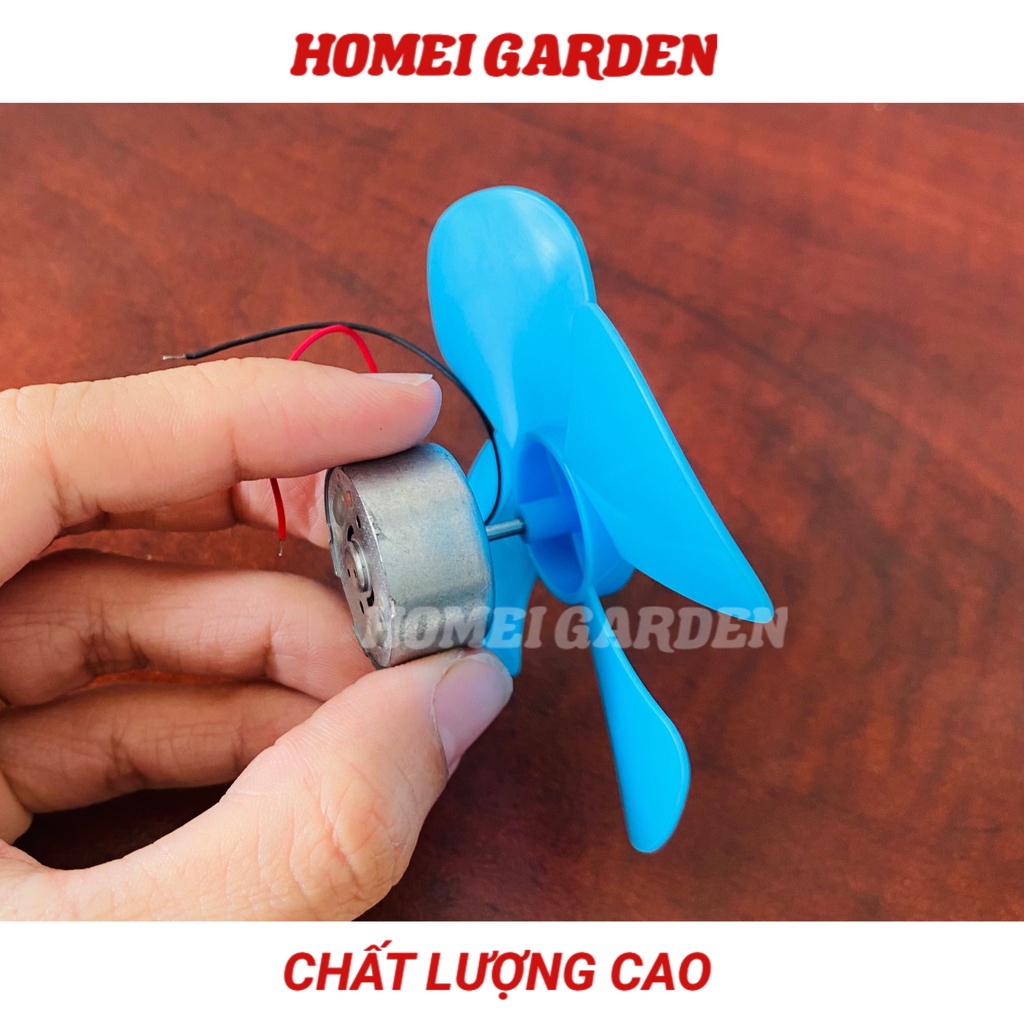 Bộ motor 300 điện áp 3V  -6V cánh quạt 80mm đế pin DIY chế quạt mini - HM0060