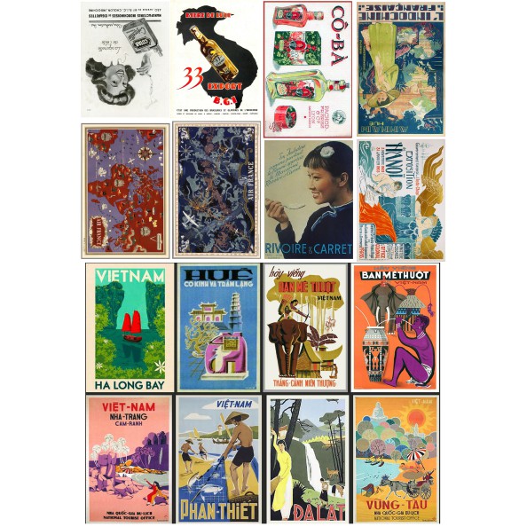 Bộ 46 Sticker vintage hình dán trang trí RETRO VIỆT NAM XƯA, SÀI GÒN XƯA