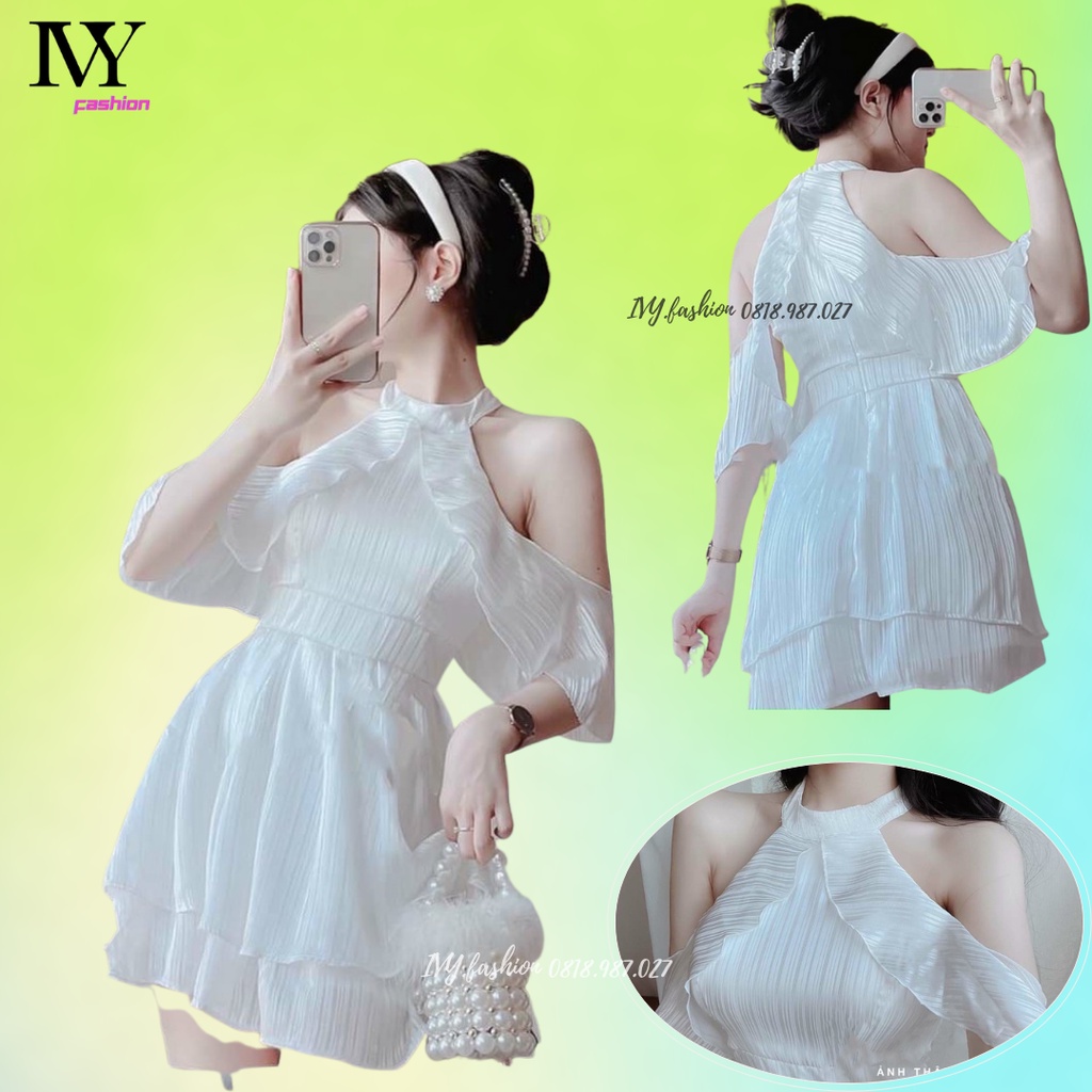 🔥40-65KG🔥 Đầm váy cổ yếm tay bèo cánh tiên 🔥voan tơ ánh🔥 váy trắng đen đi biển dự tiệc dạo phố bigsize gợi cảm