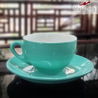 Tách uống cà phê Capuccino 220ml & 280ml Dáng Ý (Xanh ngọc) - Gốm sứ Hải Long - Bát Tràng