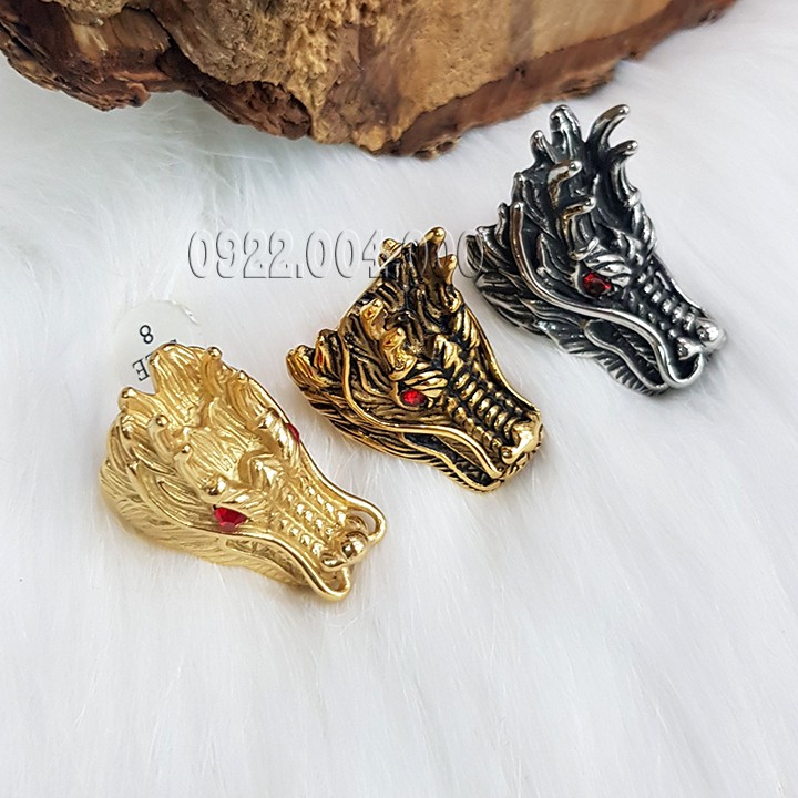 Nhẫn đầu rồng mắt đỏ bảng lớn, nhẫn nam NF405.