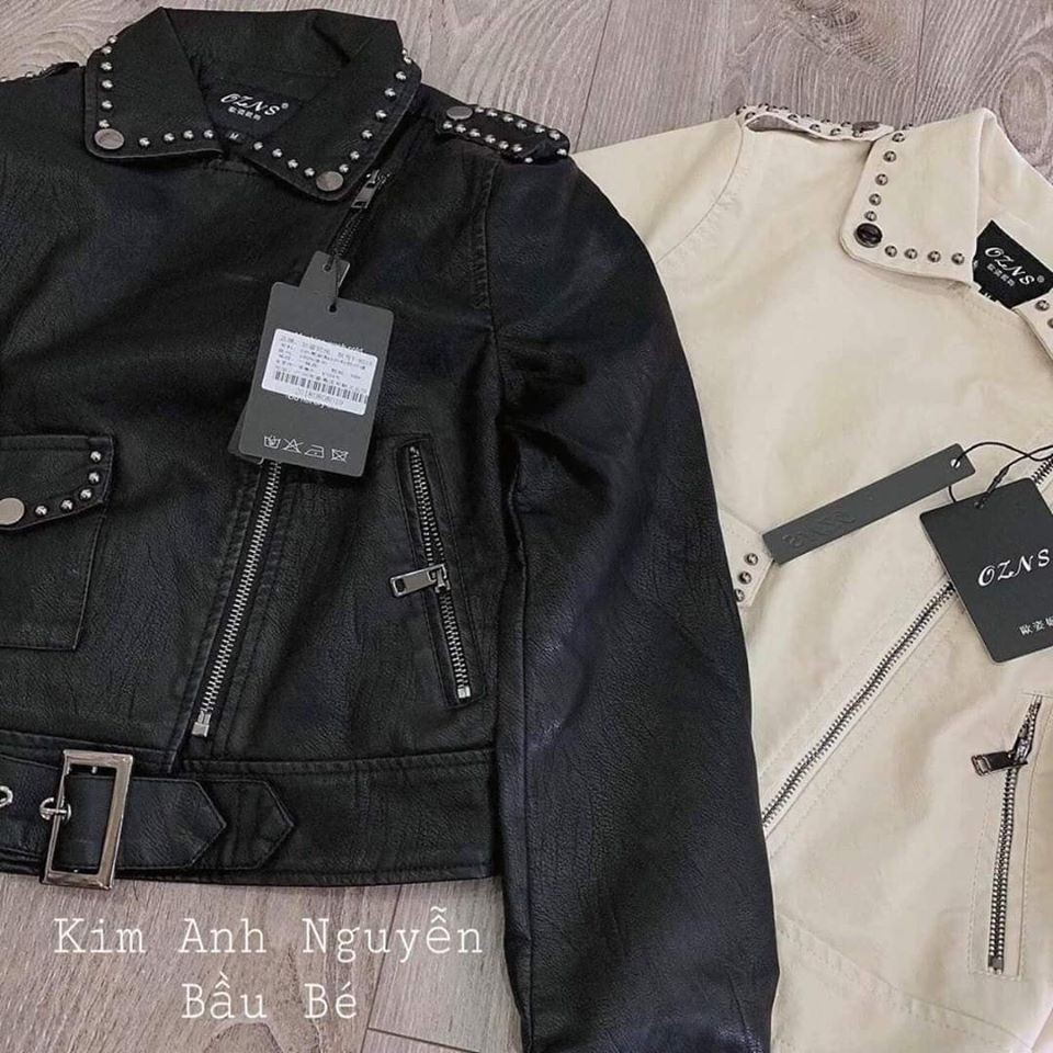 ÁO KHOÁC DA KÈM ĐAI NẠM ĐINH VIỀN