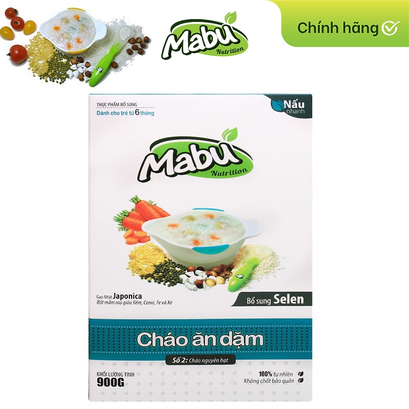 Cháo nguyên hạt Mabu nấu nhanh cho bé từ 10 tháng tuổi ăn dặm, kiểu Nhật (900g)