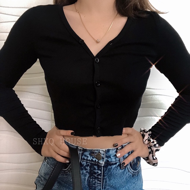 [HÌNH SHOP CHỤP] Áo Croptop Nút Cài Amy Top