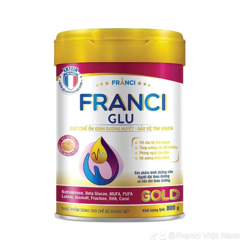 Tặng 1 lốc yến 15% -  Sữa bột Franci glu gold lon 800g