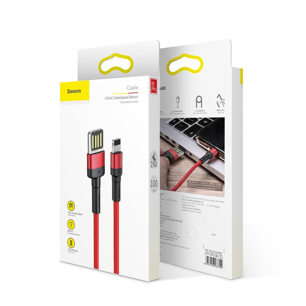 Dây Sạc Iphone Chính Hãng Baseus Cafule - Cáp Sạc iphone Sạc Nhanh 2.4A Hỗ Trợ Truyền Dữ Liệu Dài 1M/2M - BH 12 Tháng