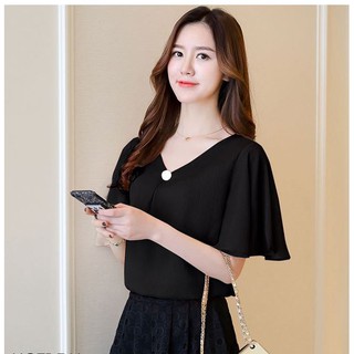 Áo kiểu tay loe cách điệu cổ