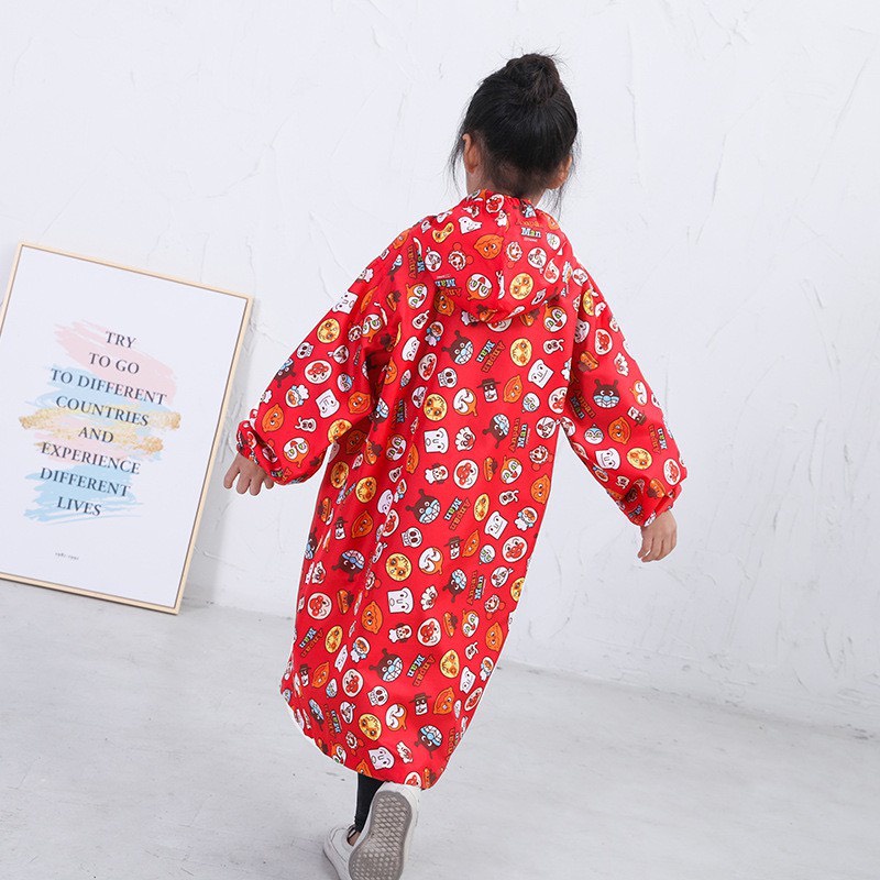 [Tặng túi đựng] Áo mưa bít hai bên không xẻ tà, chất liệu vải dù dày dặn không thấm nước cho bé 4 đến 12 tuổi