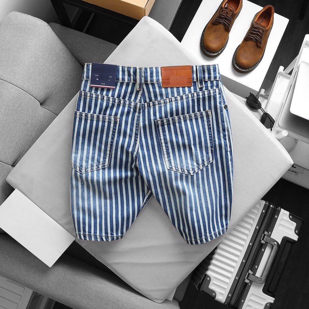 QUẦN SHORT JEANS NAM SỌC DỌC
