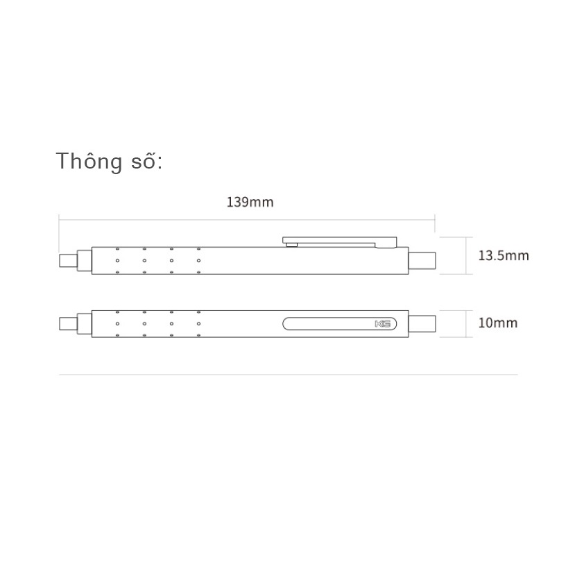 Bộ 4 bút bi Kaco Rocket Trắng học tập mực đen ngòi 0,5mm