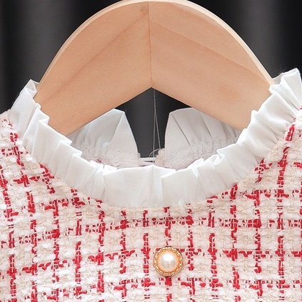 Váy dạ phối chân váy ren Quảng Châu cho bé gái 6-16kg