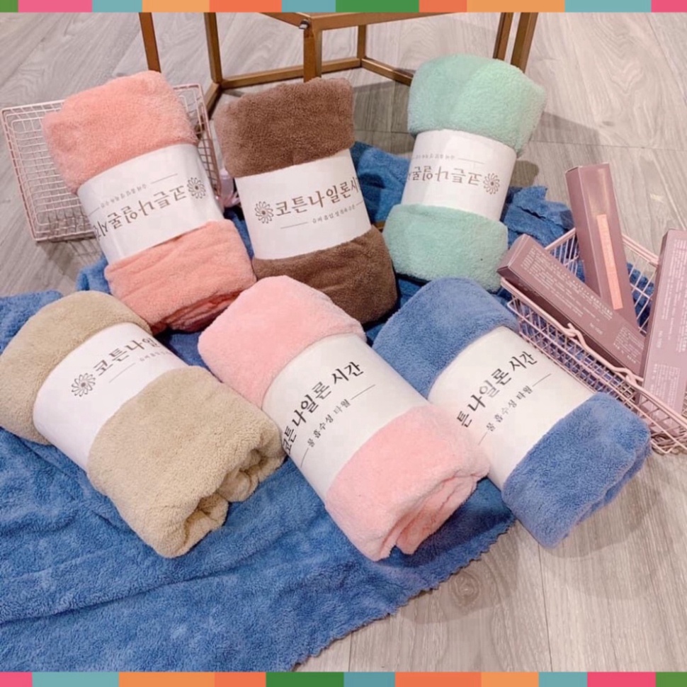Khăn tắm lông cừu Hàn Quốc cao cấp, khăn tắm lớn cho mẹ và bé spa, chất bông dày siêu mềm mịn, an toàn cho da