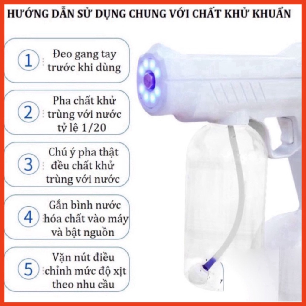 Súng Phun Khử Khuẩn - Súng Diệt Khuẩn Phun Khử Trùng NANO Tia UV Khử Khuẩn Trong Xe Hơi