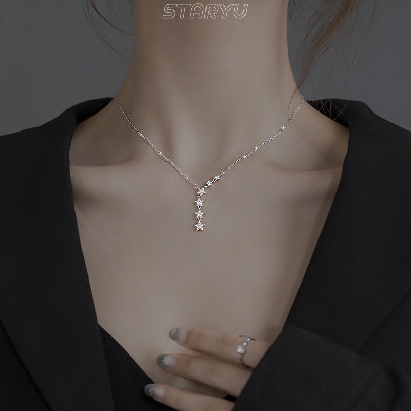 Vòng cổ Bạc 925 Mặt Hình Ngôi Sao Và Mặt Trăng Thanh Lịch