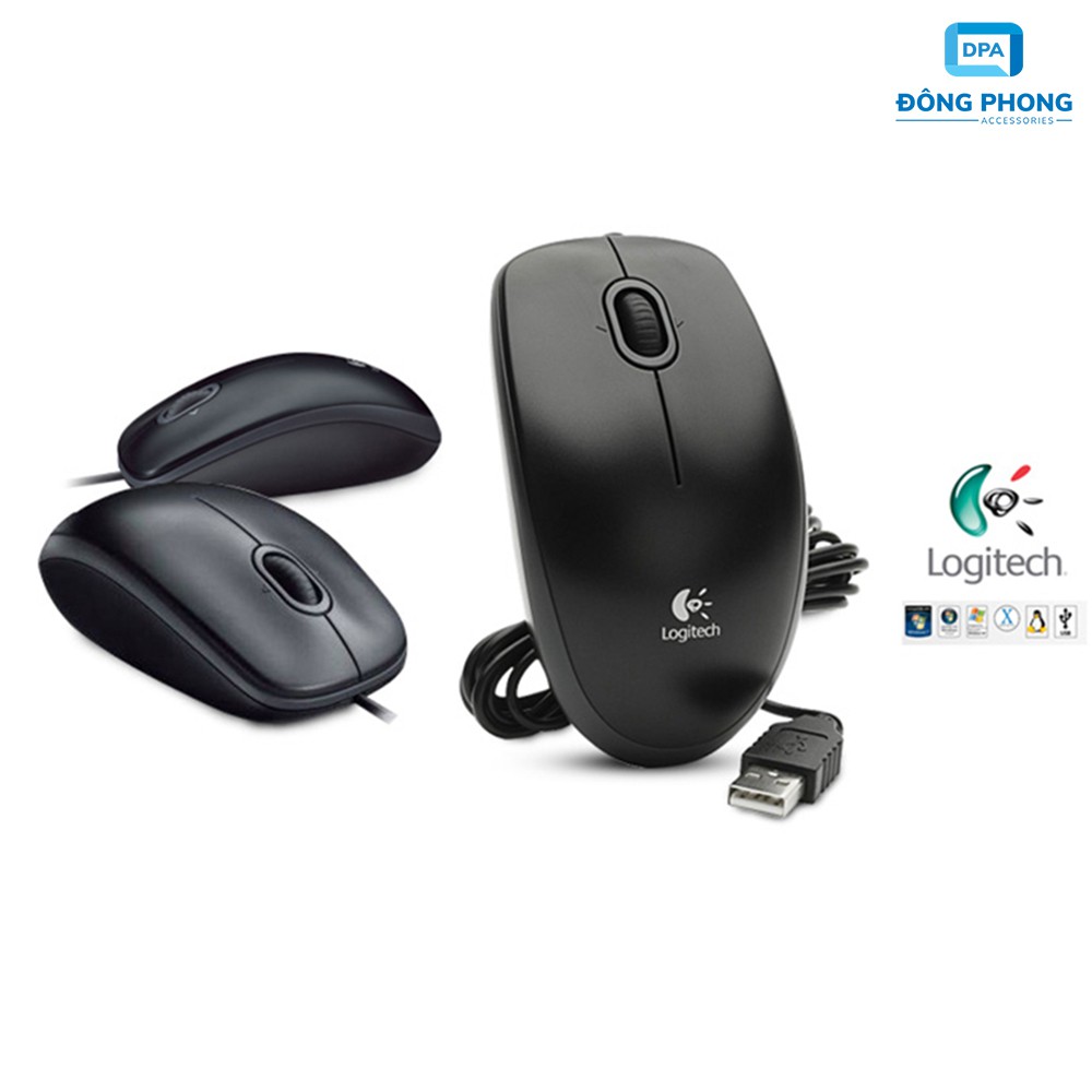 Combo Chuột Có Dây Logitech B100 Chính Hãng Tặng Kèm Lót Chuột Cao Cấp