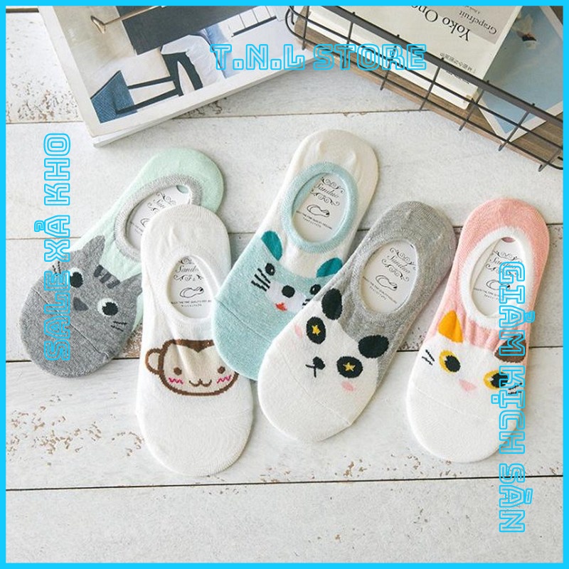 Tất vớ cổ thấp lười Thú thời trang unisex nam nữ thể thao cao cấp