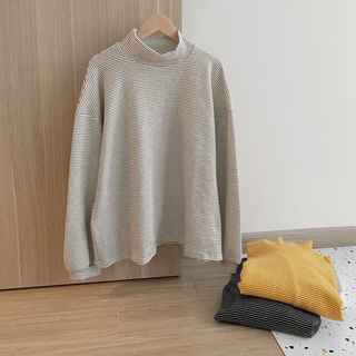 áo sweater cổ 3p kẻ ngang nỉ da cá dày dặn 5 màu mùa đông viền trắng ulzzang hàn quốc hichi
