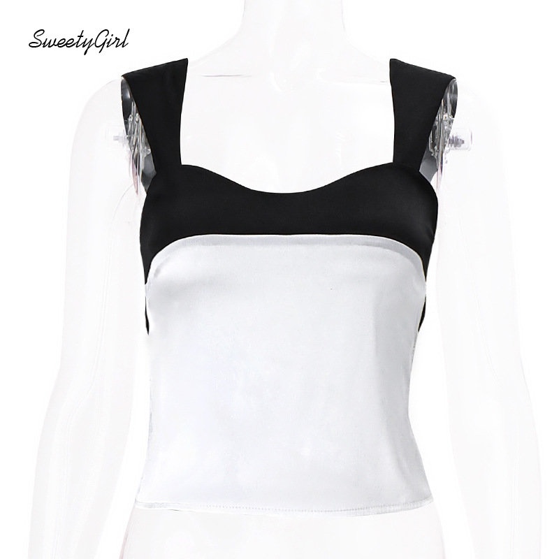 Áo Tank Top Ôm Dáng Hở Vai Phối Màu Tương Phản Thời Trang 2022 Quyến Rũ Cho Nữ