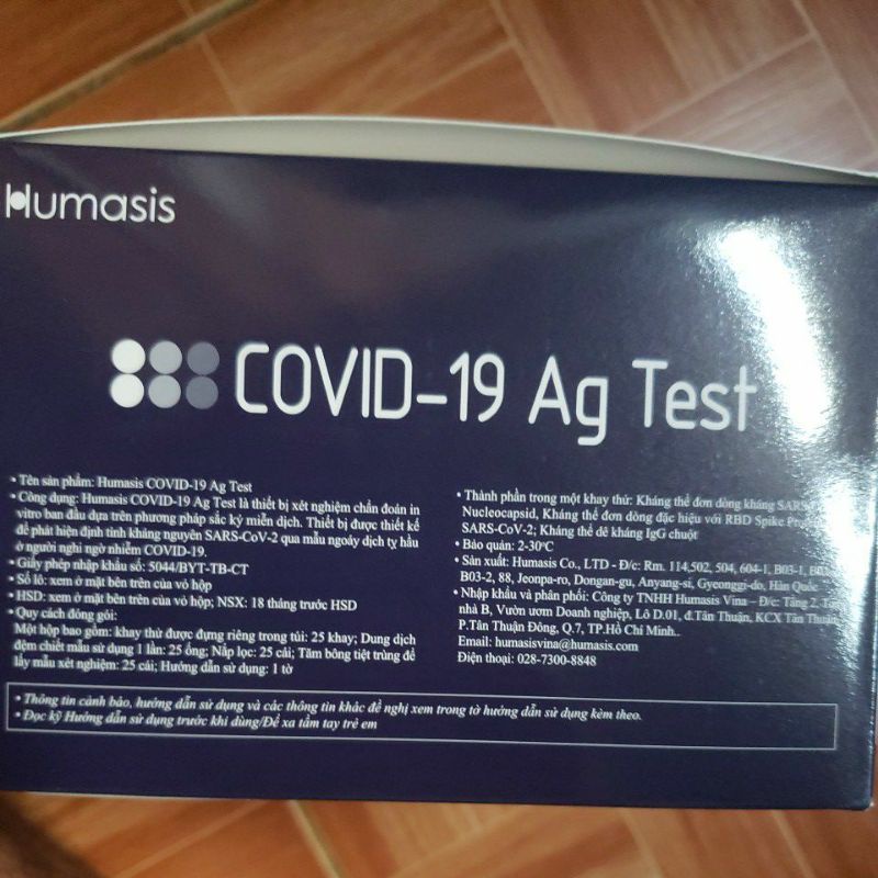 Hộp 25 Kid Test Nhanh Covid-19 Ag Humasis, Que Test Nhanh Chính Hãng Hàn Quốc