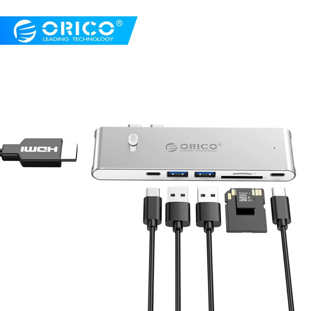 Thiết Bị Kết Nối Đa Cổng Orico XC-309 Chuyển Đổi USB C Sang USB 3.0 Hdmi TF/SD 60w Pd Thunderbolt 3 Cho Macbook Pro Air