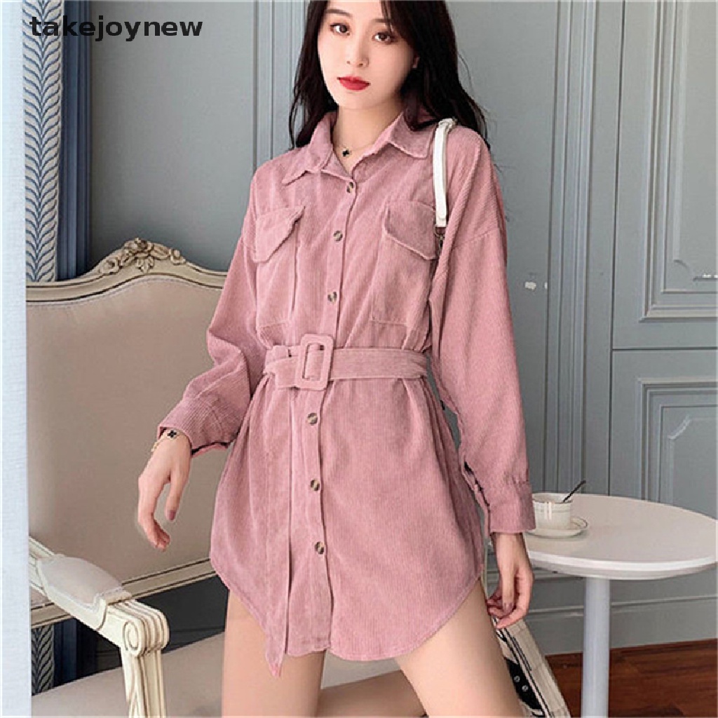 Áo khoác sơ mi tay cánh dơi màu trơn kèm thắt lưng phong cách cổ điển thời trang cho nữ
