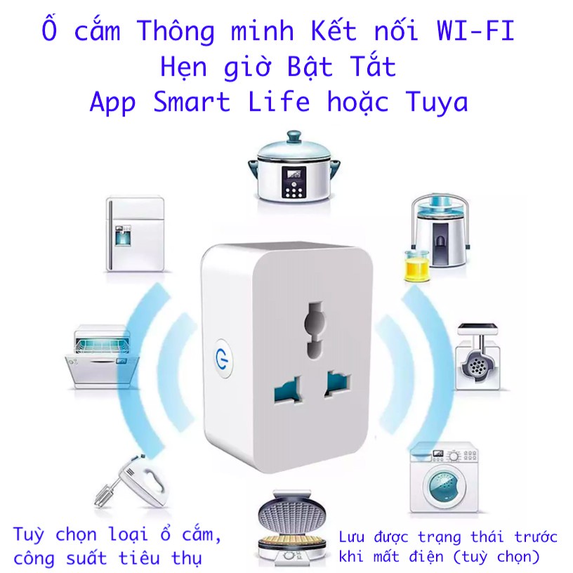 Ổ Cắm Wifi Thông Minh 15A Tuya Smart Có Đo Công Suất Điện Tiêu Thụ, Ổ Cắm Điện Đa Năng Hẹn Giờ Điều Khiển Từ Xa