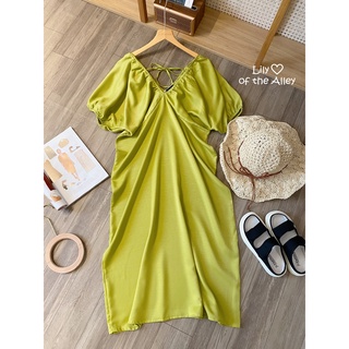 Đầm maxi tay bồng cổ chun nơ