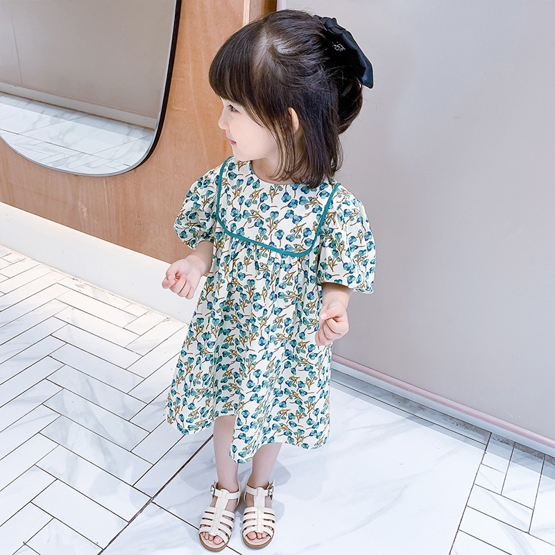 Đầm Công Chúa In Hoa Thời Trang Mùa Hè Hàn Quốc Dành Cho Bé Gái 1-7 Tuổi