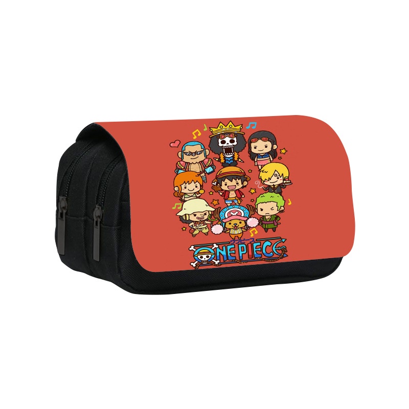Túi Đựng Bút Chì Sức Chứa Lớn Hai Lớp Có Khóa Kéo Họa Tiết One Piece Luffy Ace Cho Học Sinh