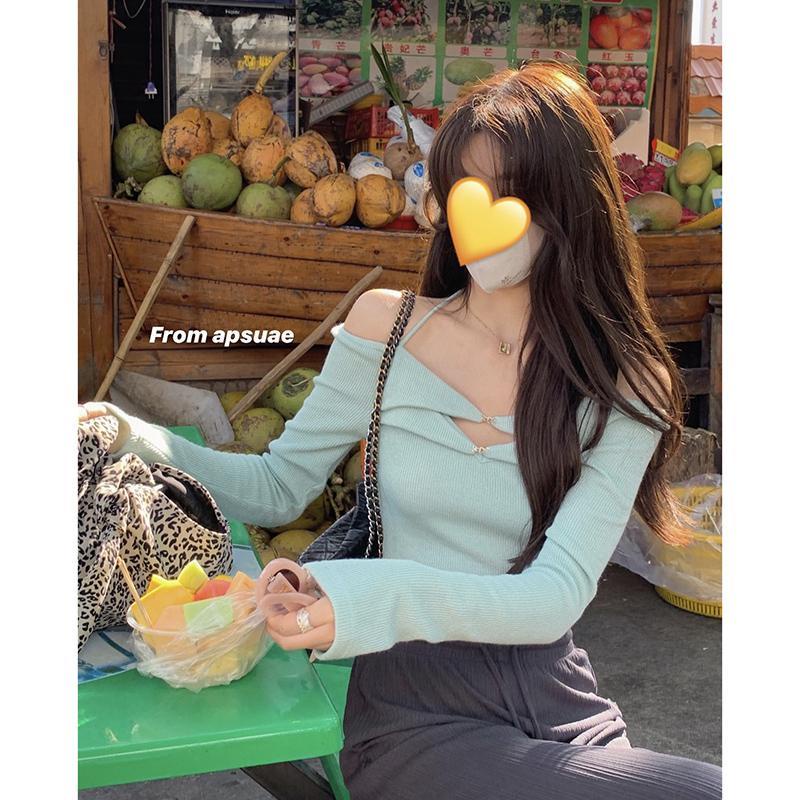 Áo Thun Dài Tay Hở Lưng Phong Cách Hàn Quốc Thời Trang Cho Nữ