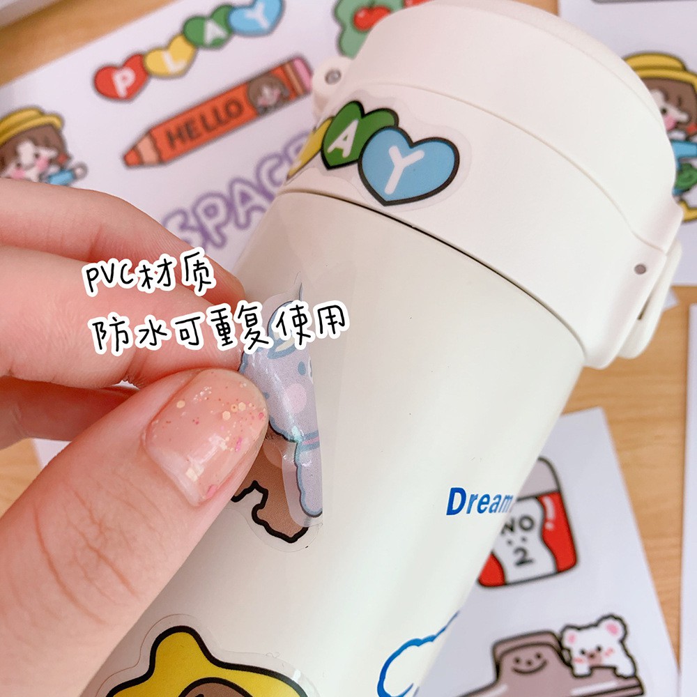 Sticker cute hình dán cô gái dễ thương hàn quốc nhãn dán điện thoại di động trang trí sổ tay bình nước