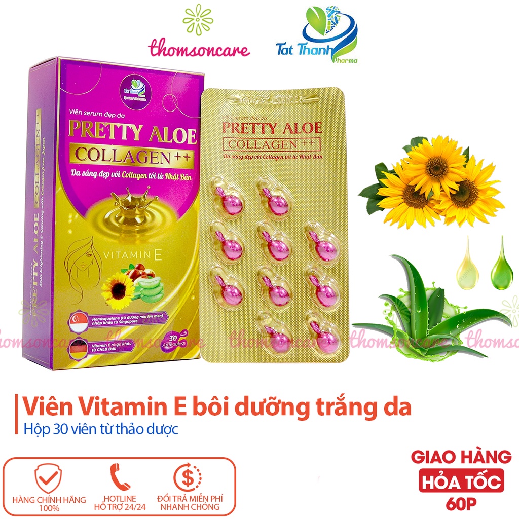 Làm đẹp da từ DHC collagen và DHC vitamin E chứa dầu cá, cùng viên bôi Pretty Aloe có lô hội chống lão hóa