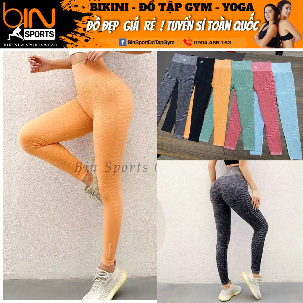 Quần tập gym nữ, quần dài lưng cao dệt kim Naqi Bin Sports Q120