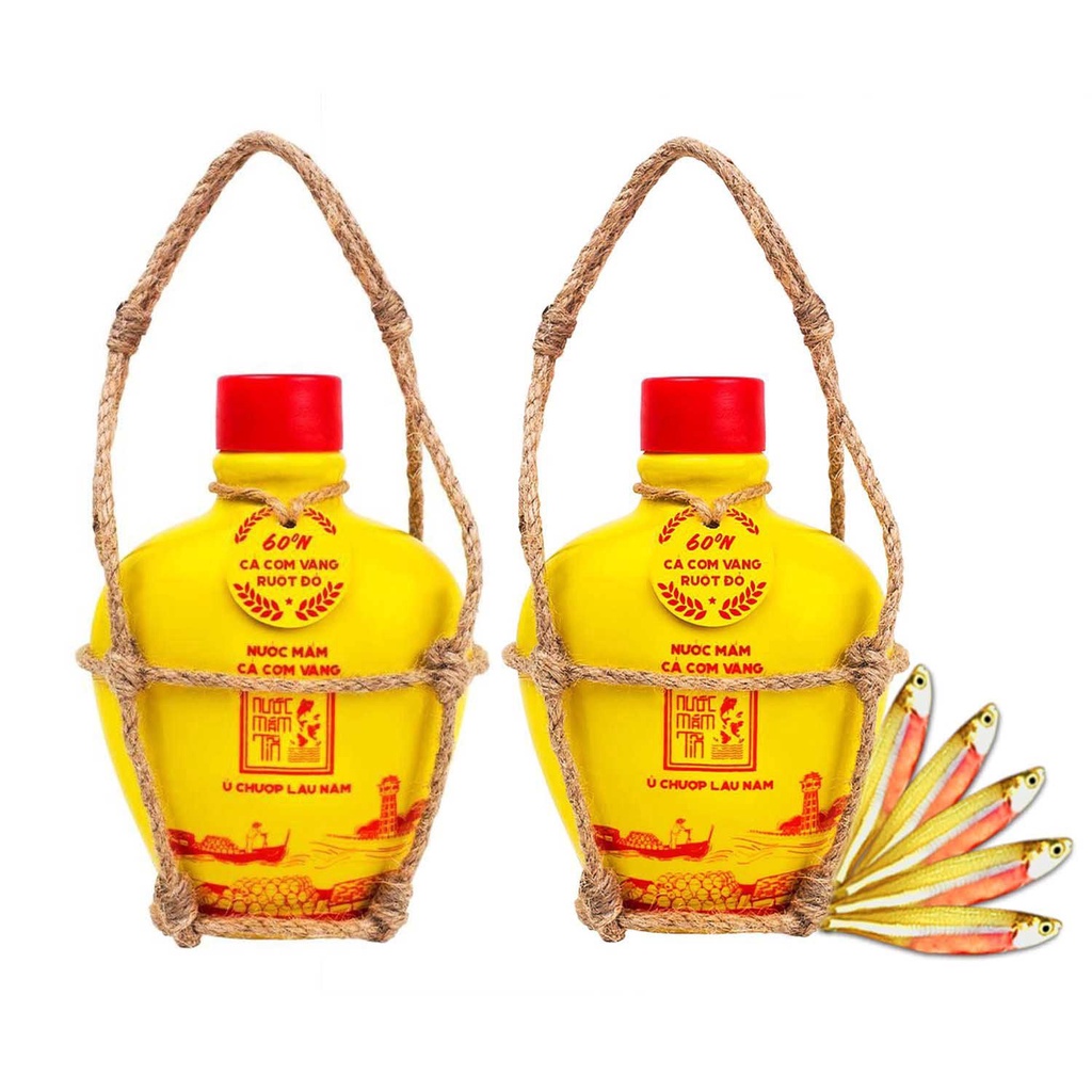 [Combo 2 Bình Gốm] Nước Mắm Tĩn Cá Cơm Vàng Ruột Đỏ Độ Đạm 60N 250ml