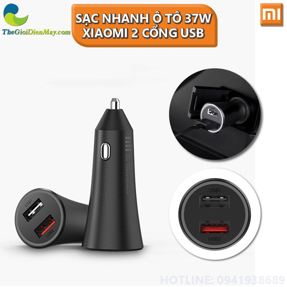 Sạc ô tô nhanh 2 cổng usb 37w Xiaomi Sạc xe hơi Xiaomi 37w