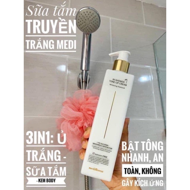 Sữa Tắm Truyền Trắng Medifferent Whitening Diamond In Shower Tone Up Cream 300ml