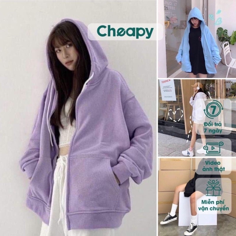 [MÃ UTNA69689 GIẢM 3000]Áo khoác nỉ trơn nam nữ basic ☘Hoodie đen trắng xanh ghi tím🍀 freesize form rộng hàn quốc | BigBuy360 - bigbuy360.vn