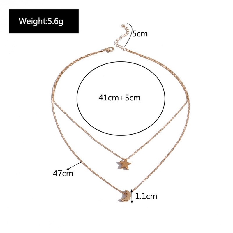 MANYUE Vòng cổ hai lớp hình mặt trăng ngôi sao phong cách Hàn Quốc xinh xắn cho nữ