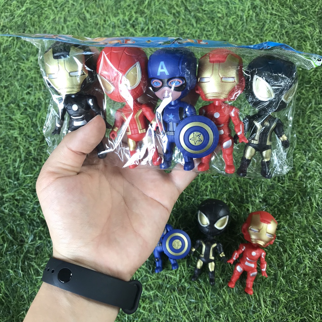 Set 6 mô hình nhân vật Avenger Marvel size 11cm - Mô hình siêu nhân - Biệt đội siêu anh hùng - Smart Baby