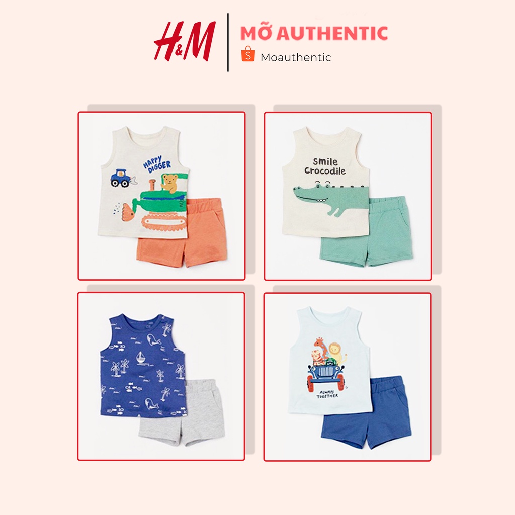 Bộ Ba Lỗ Cho Bé Trai Bé Gái HM Chuẩn Auth | Vải Cotton Mát, Siêu Mềm, Thoáng | Mặc Nhà, Bộ Hè | Size 6 Tháng - 6 Tuổi