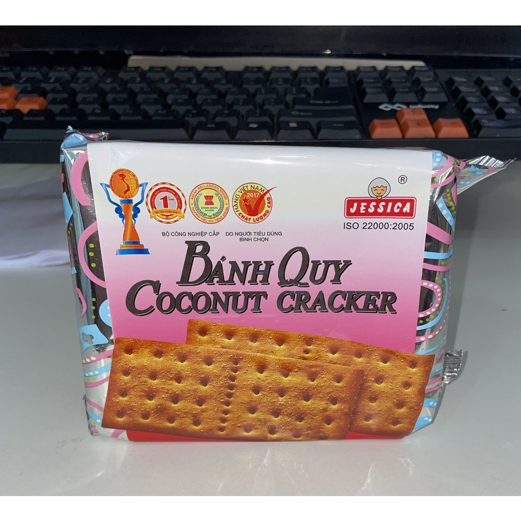 Bánh Quy Coconut Cracker Jessica Bạc Vuông (Gói 178g)