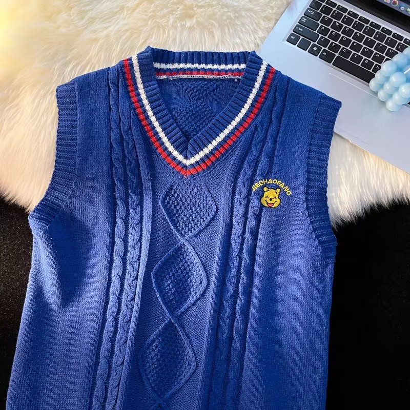 Áo Sweater Không Tay Cổ Chữ V Dáng Rộng Thời Trang Thu Đông Hàn Quốc 2022 Cho Nam