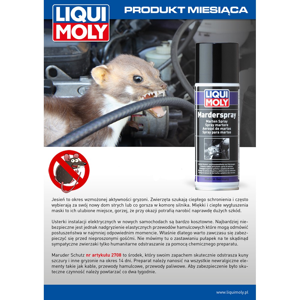 [ Chai Xịt Chống Chuột ] Liqui Moly Marten Spray 1515 200ml tạo màng phủ bảo vệ bề mặt các chi tiết điện, dây điện...