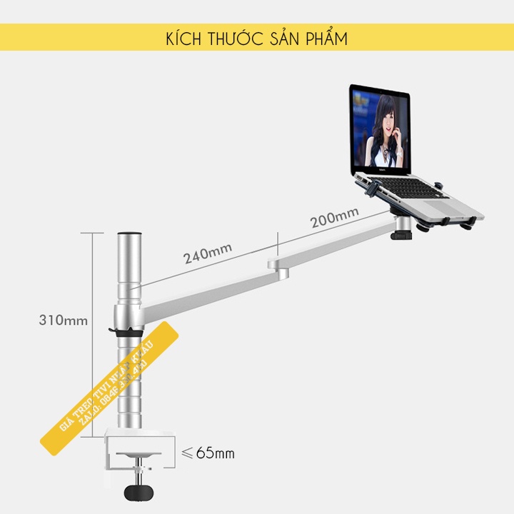 Giá Treo Đỡ Kẹp Laptop - Macbook 10 - 15.6 Inch / Máy Tính Bảng - Ipad 9 - 10 Inch / Hợp Kim Nhôm - Model: OA 1S