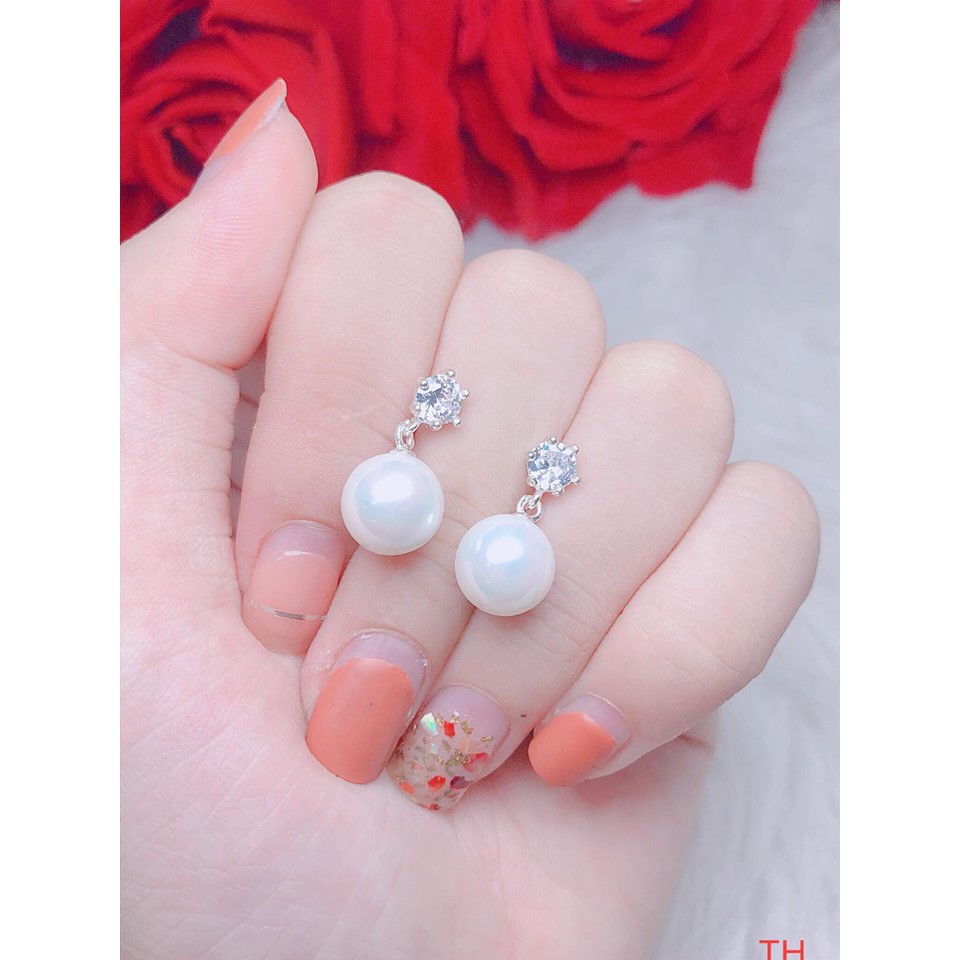 Bông tai nụ đá treo trai giá như sỉ bạc về sll