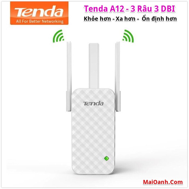 Bộ Kích Sóng Wifi 3 Râu Chất Lượng Cao Tenda A12 (Wifi Repeater A12)