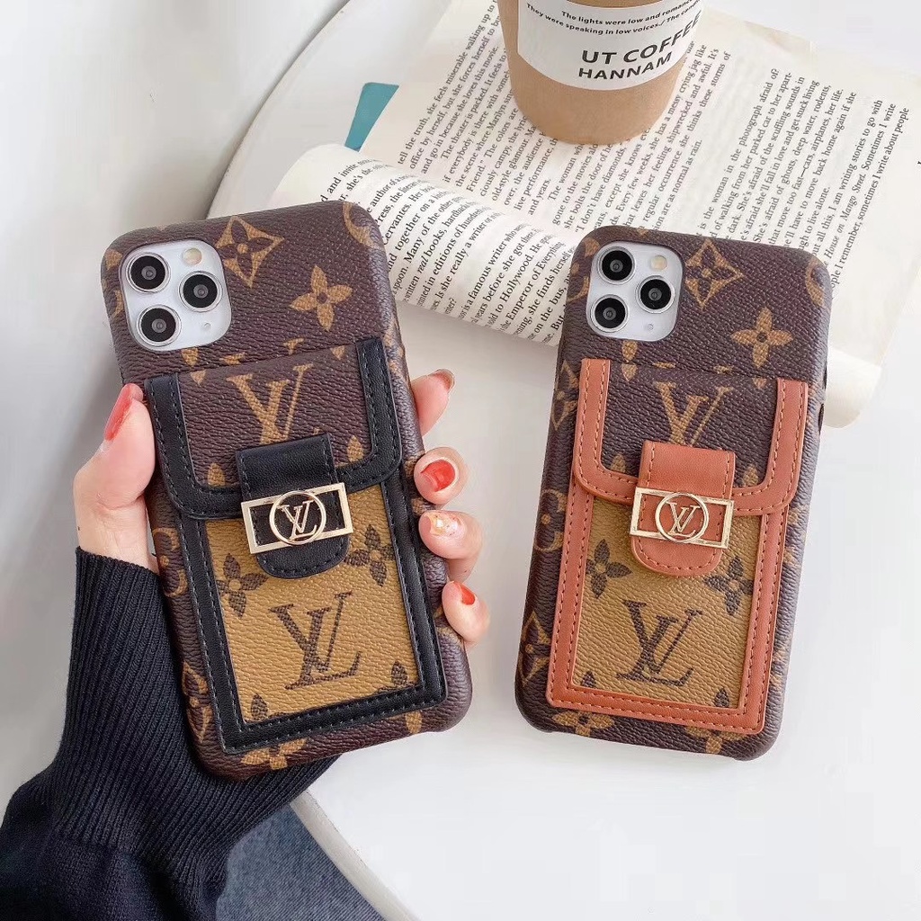 ▬◑❇Ốp điện thoại da có túi đựng thẻ cho iPhone13 12 Pro Max (6.7) 12mini 6 i6s i7 i8 2020 SE 7Plus 8+ X XR Xs Max