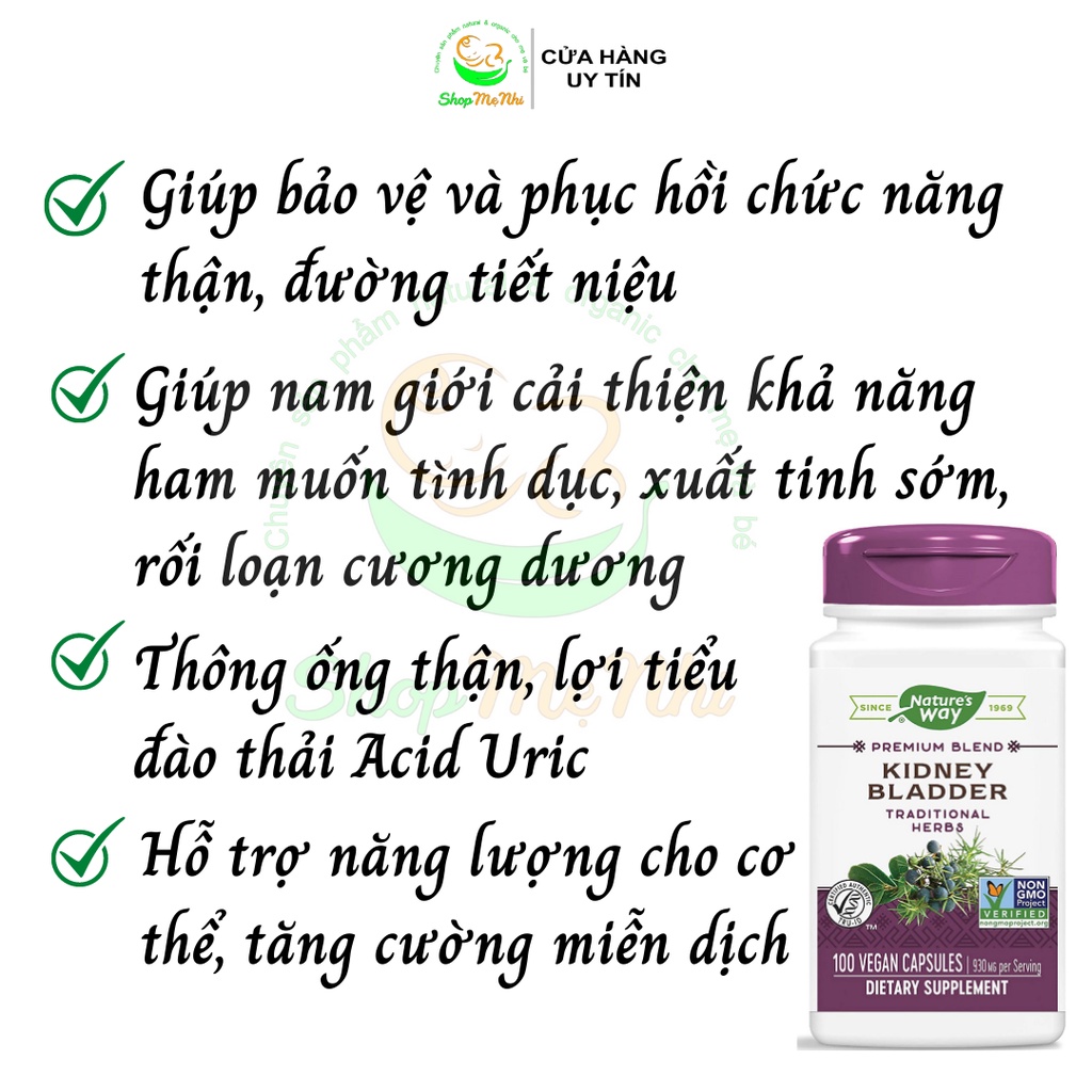 Viên uống hỗ trợ thận, bàng quang Nature’s Way Kidney Bladder 100 viên.